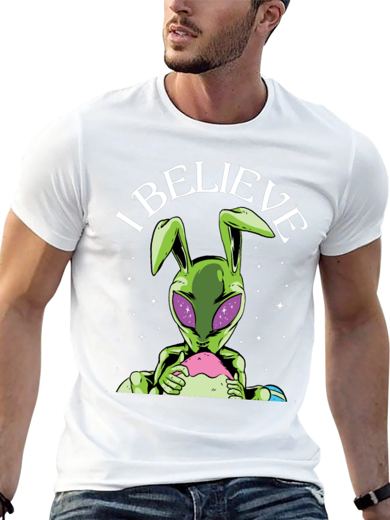I Believe Alien Bunny Graphic Tee