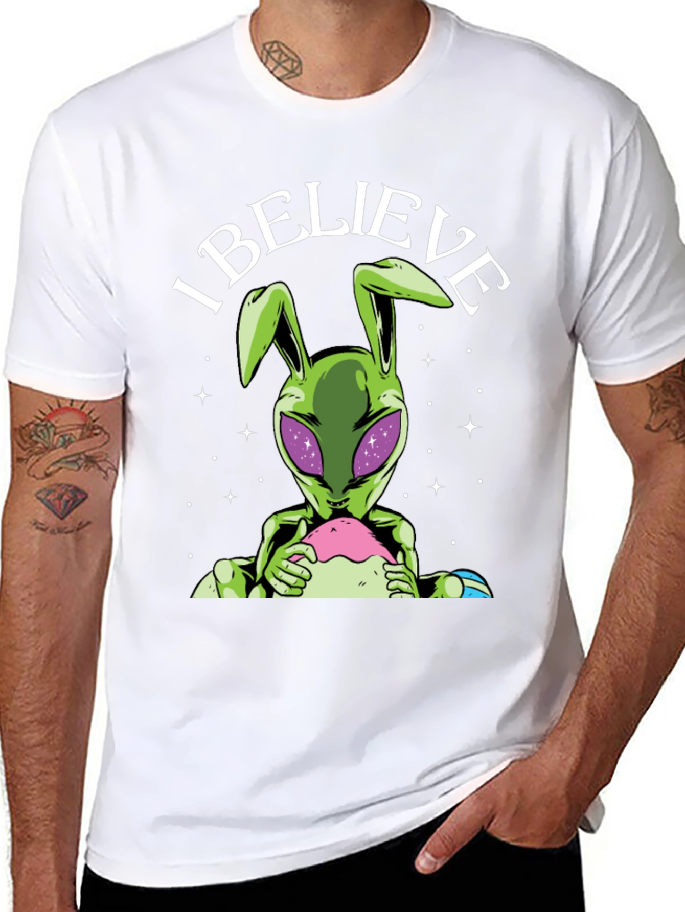 I Believe Alien Bunny Graphic Tee