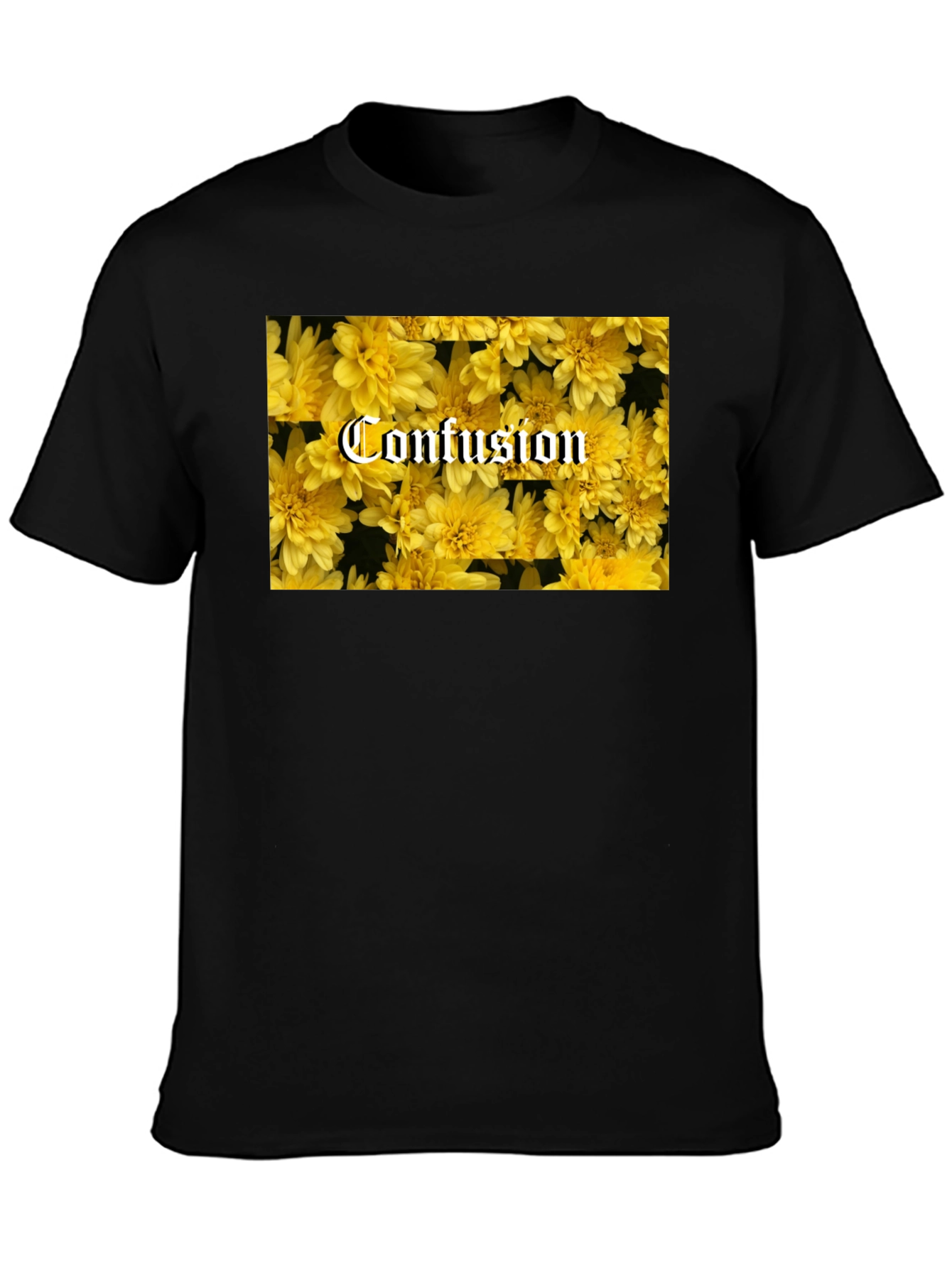 Confusion Floral Graphic Tee - Trendy Black T-Shirt