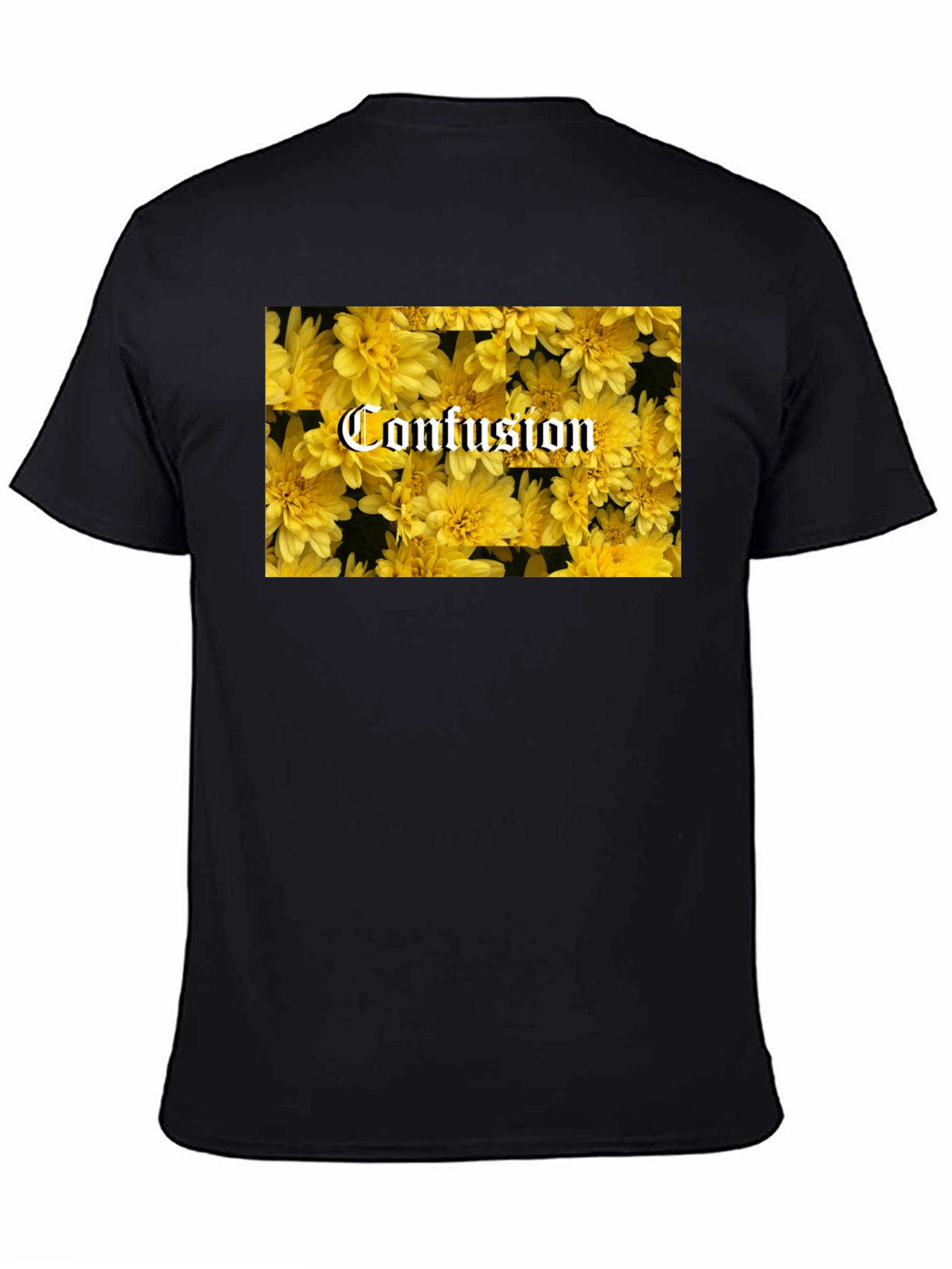 Confusion Floral Graphic Tee - Trendy Black T-Shirt