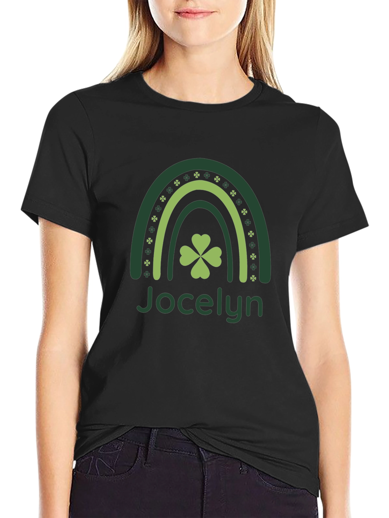 St. Patricks Day Jocelyn Shamrock Rainbow T-Shirt