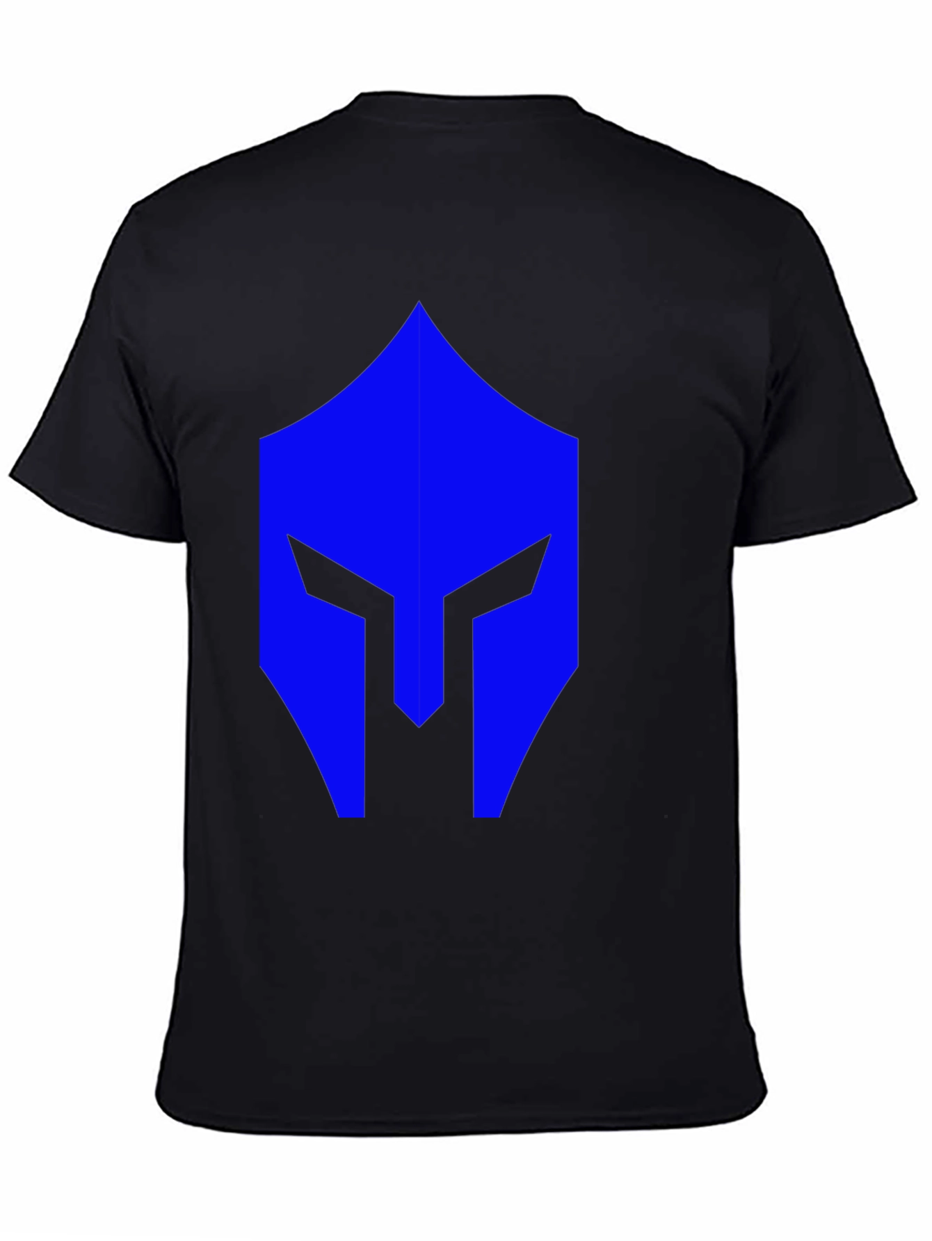 Blue Spartan Helmet Graphic Black T-Shirt