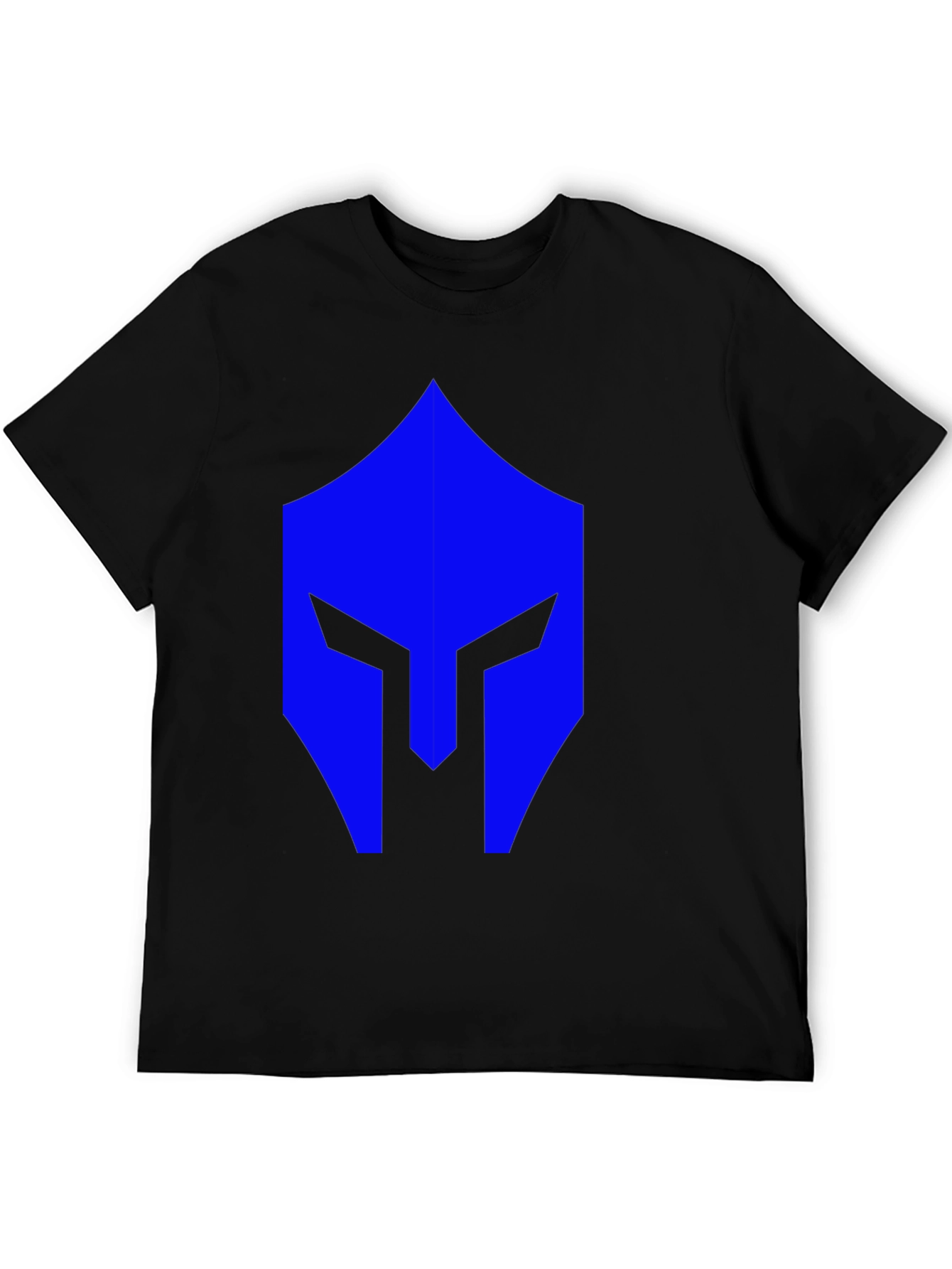 Blue Spartan Helmet Graphic Black T-Shirt