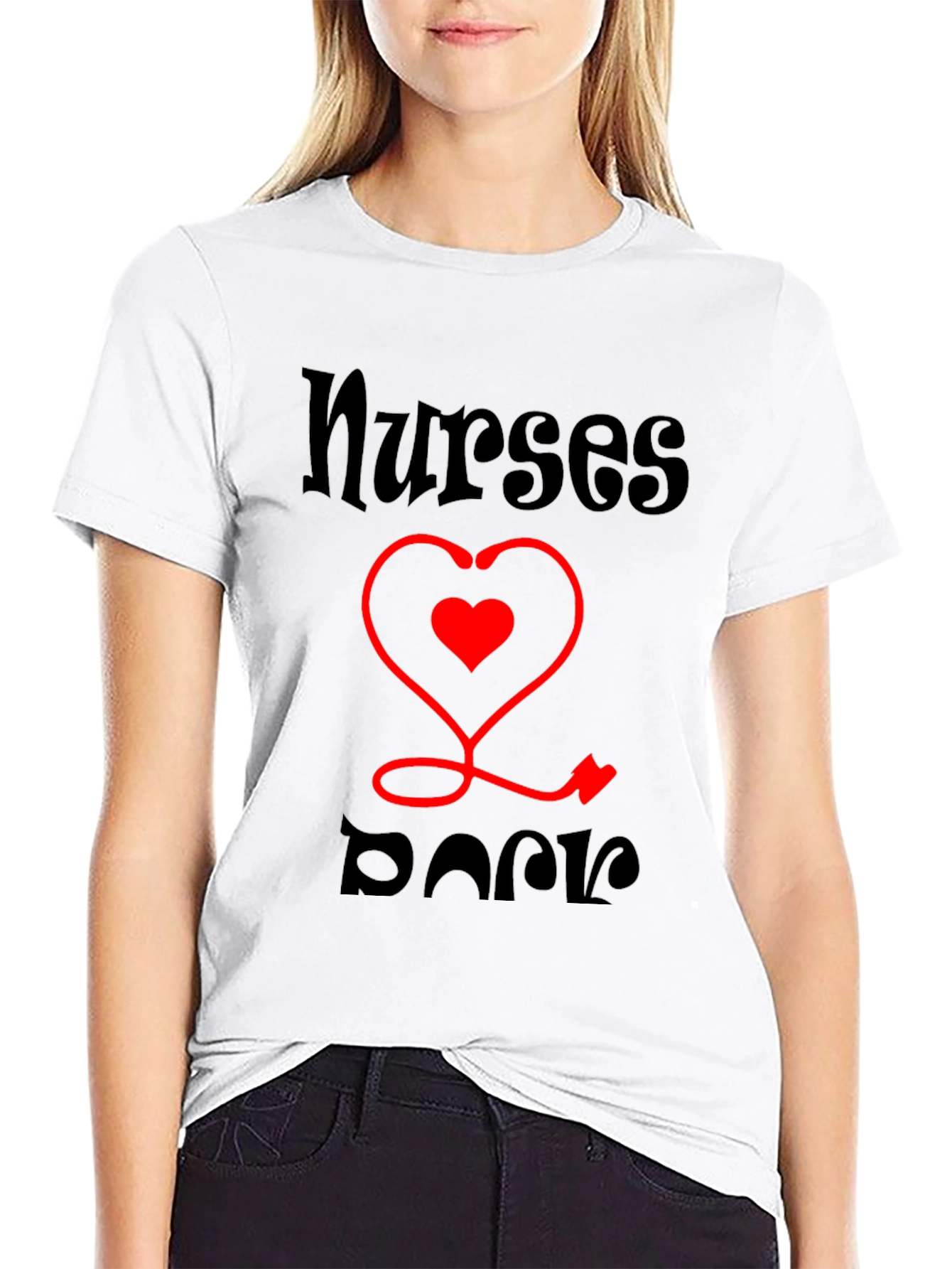 Nurses Rock T-Shirt - Stethoscope Heart Tee