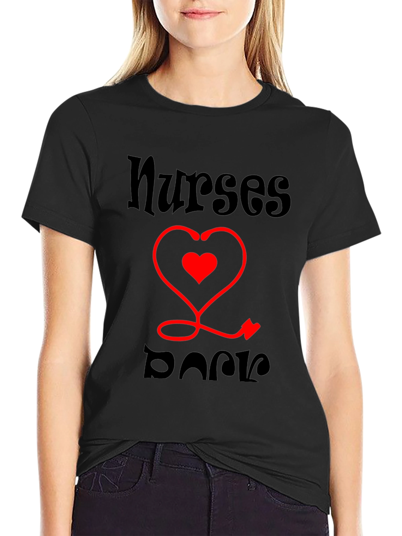 Nurses Rock T-Shirt - Stethoscope Heart Tee