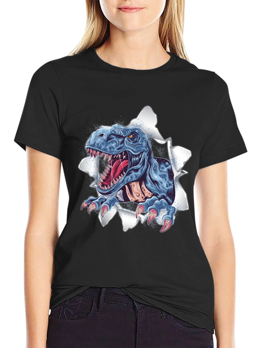 T-Rex Ripping Through Black T-Shirt