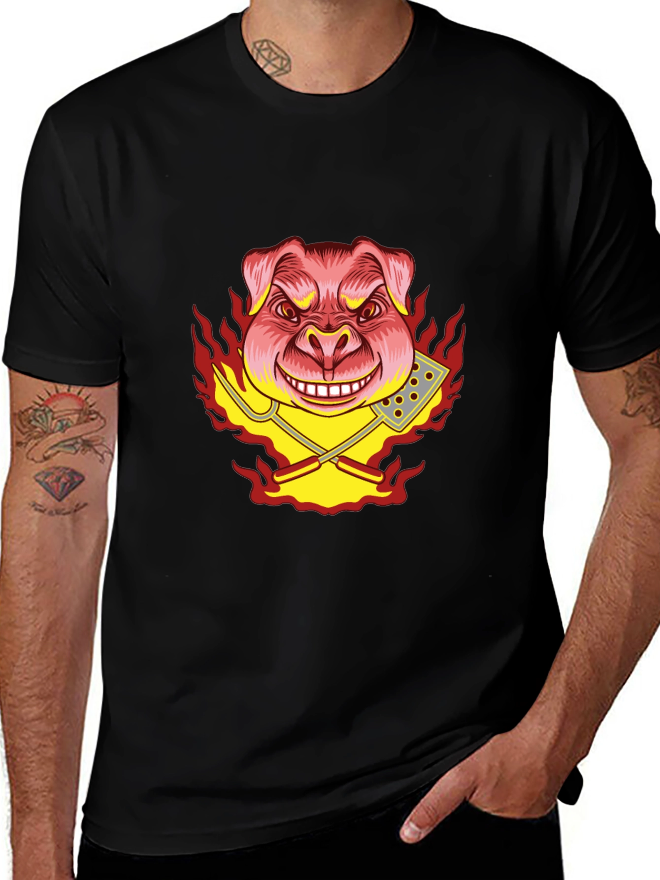 BBQ Pig Graphic Tee - Black T-Shirt