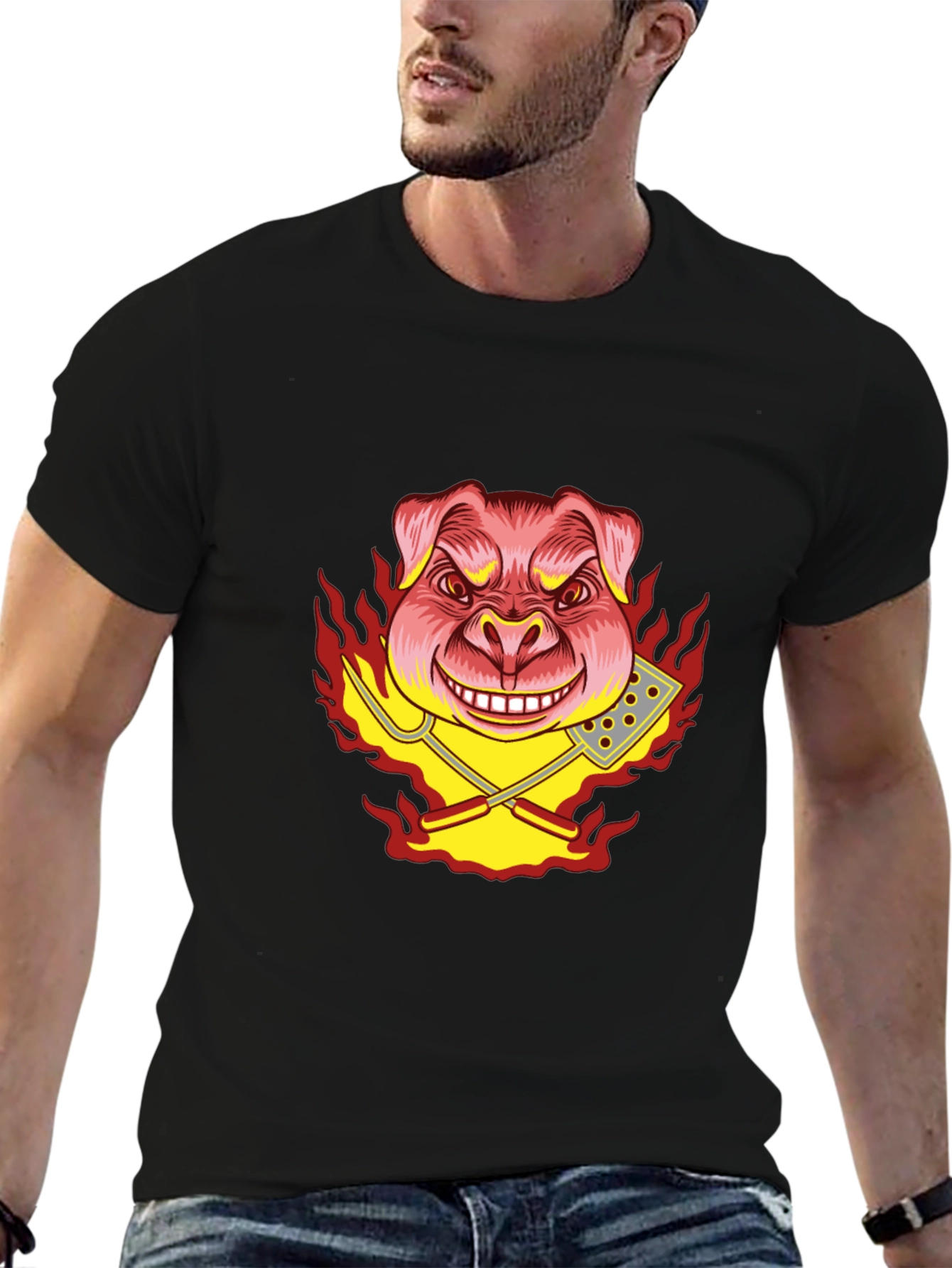 BBQ Pig Graphic Tee - Black T-Shirt