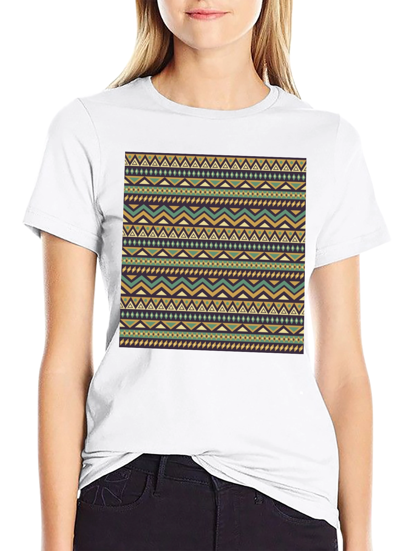 Tribal Pattern Black Tee