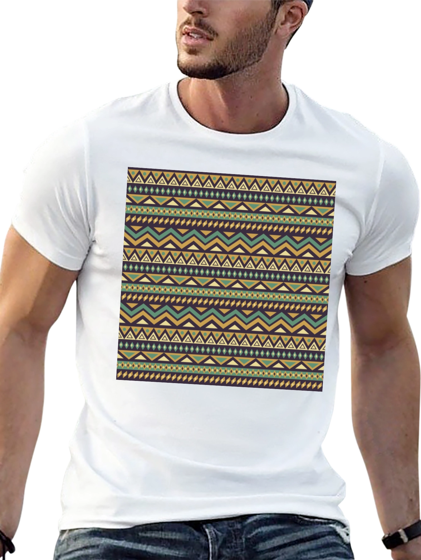Tribal Pattern Black Tee