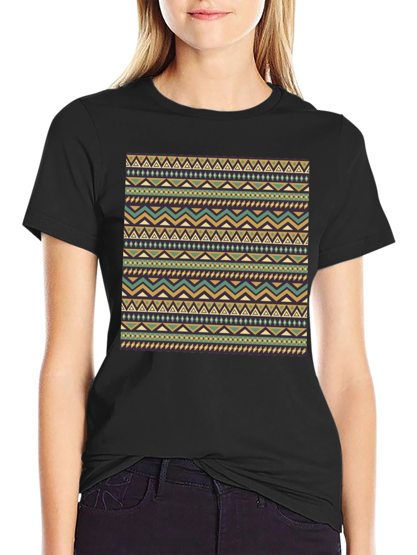Tribal Pattern Black Tee