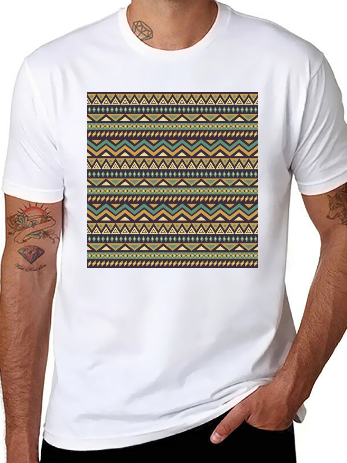 Tribal Pattern Black Tee