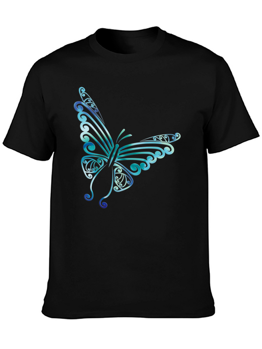 Butterfly Graphic Print Mens Black T-Shirt