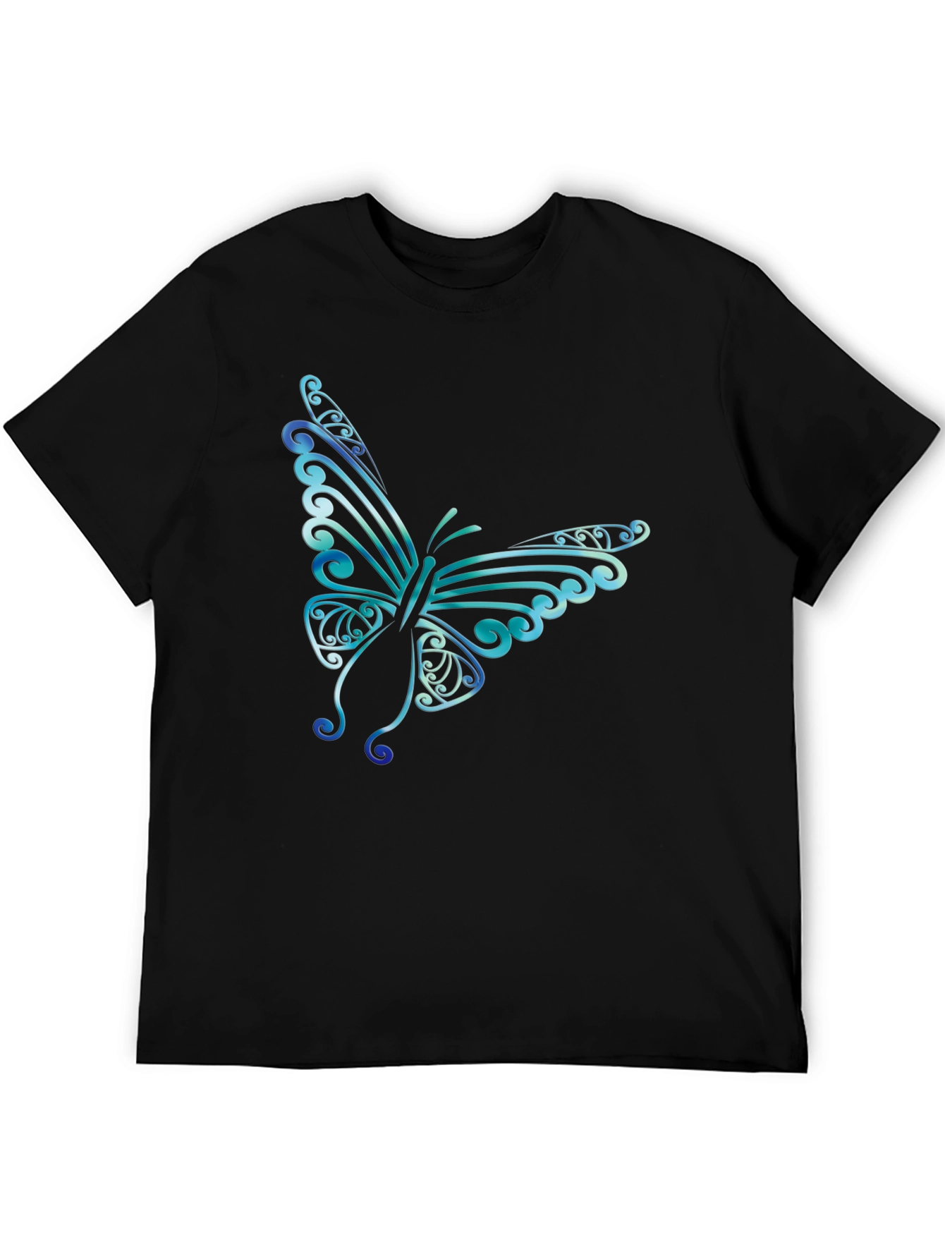 Butterfly Graphic Print Mens Black T-Shirt
