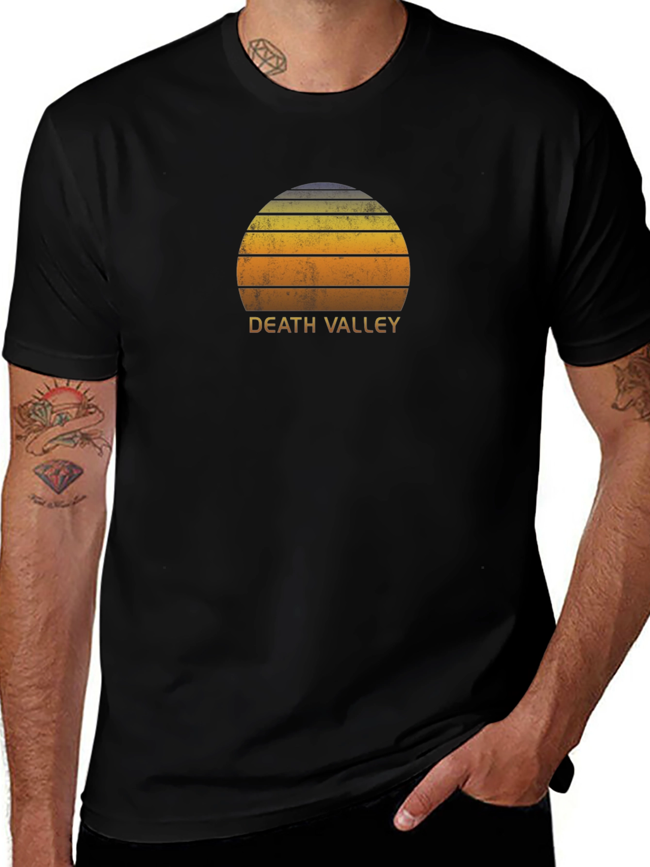 Death Valley Retro Sunset T-Shirt - Black