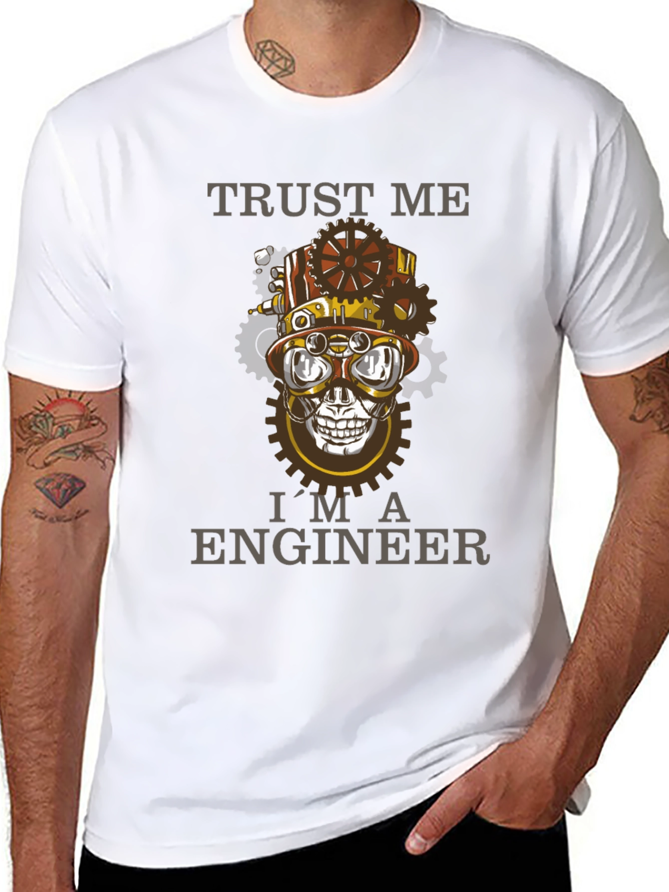 Trust Me Im An Engineer Steampunk Skull T-Shirt