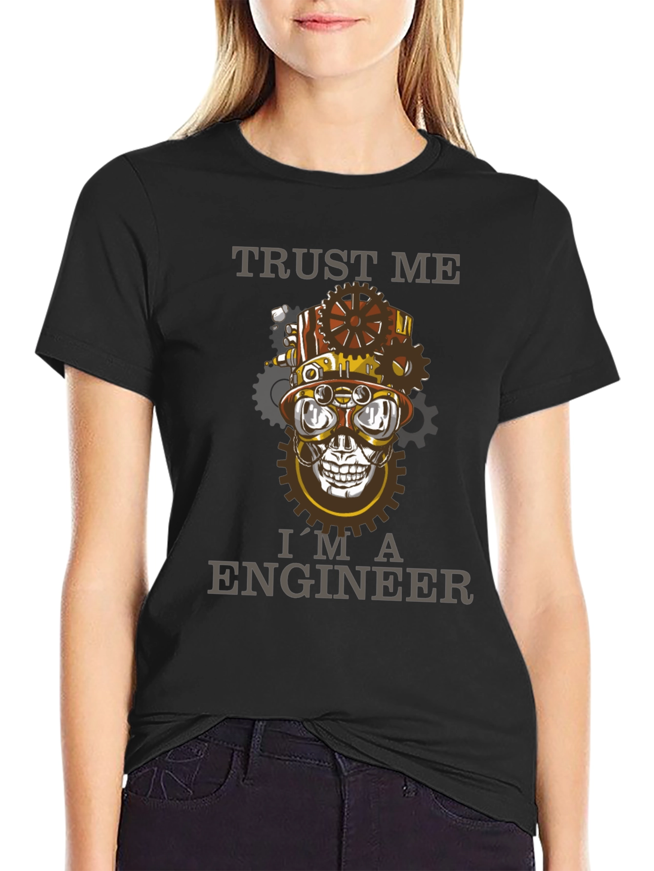 Trust Me Im An Engineer Steampunk Skull T-Shirt
