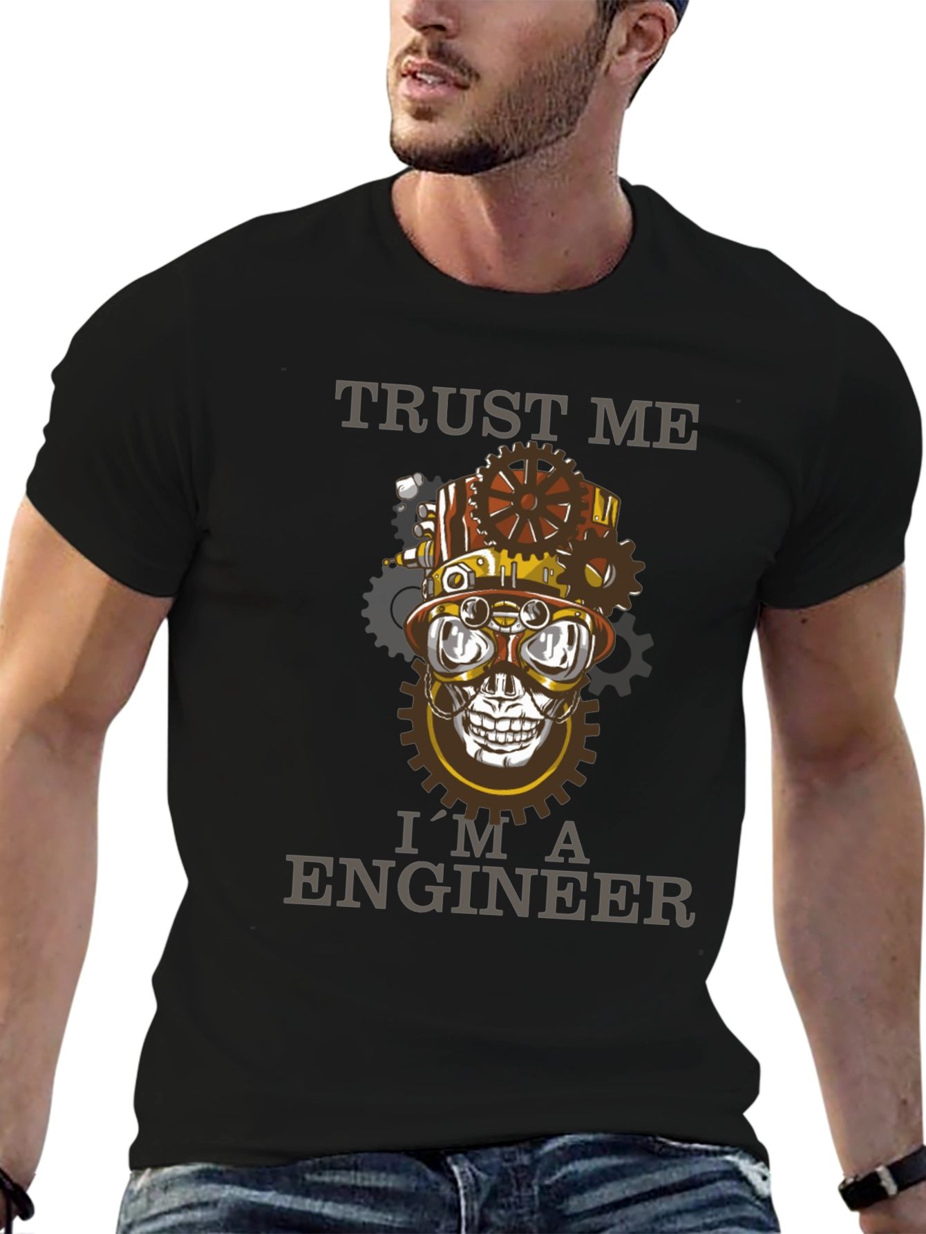Trust Me Im An Engineer Steampunk Skull T-Shirt
