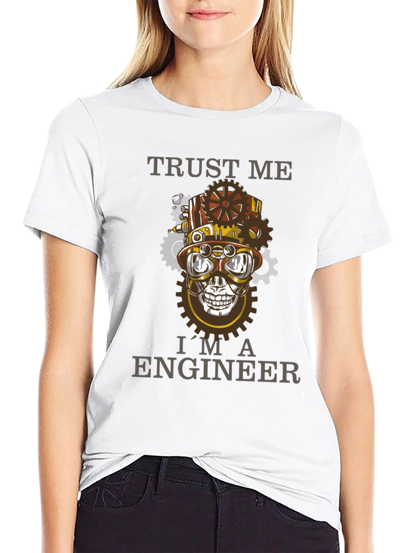 Trust Me Im An Engineer Steampunk Skull T-Shirt