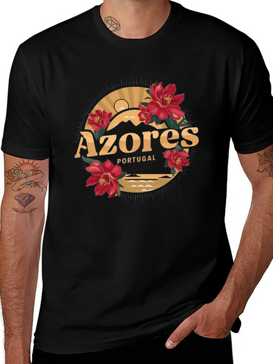 Azores Portugal Graphic Tee - Floral Island Design
