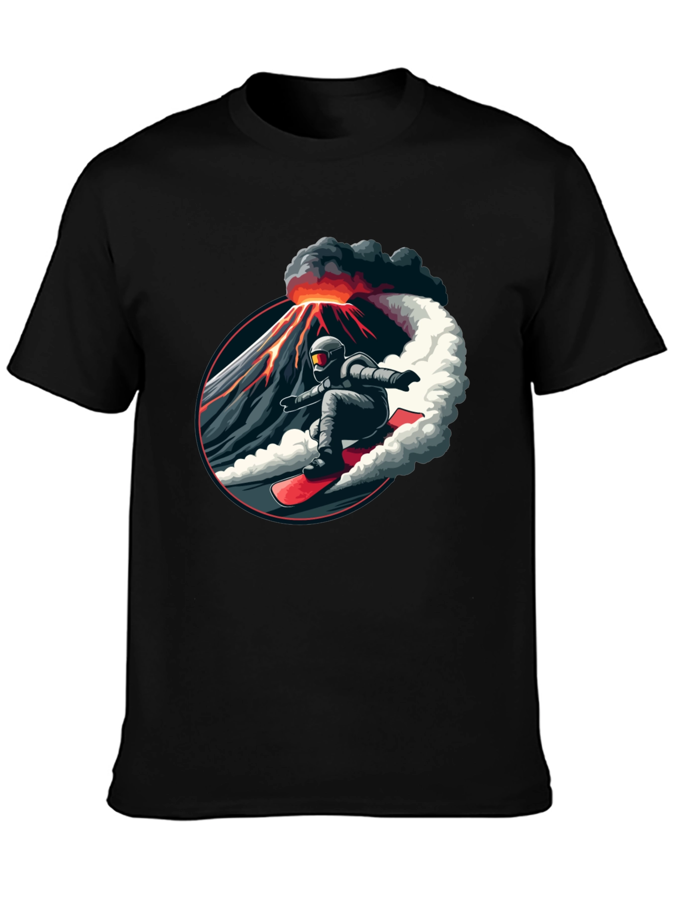 Volcano Snowboarder Black T-Shirt