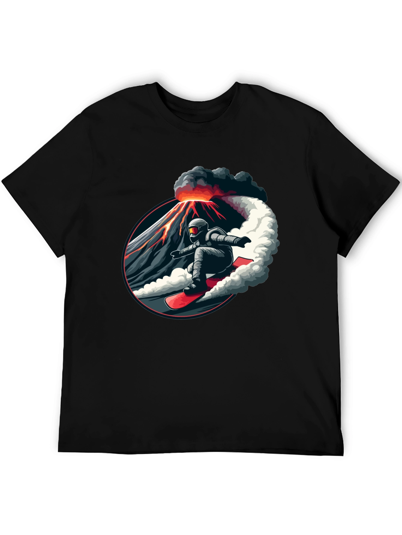 Volcano Snowboarder Black T-Shirt