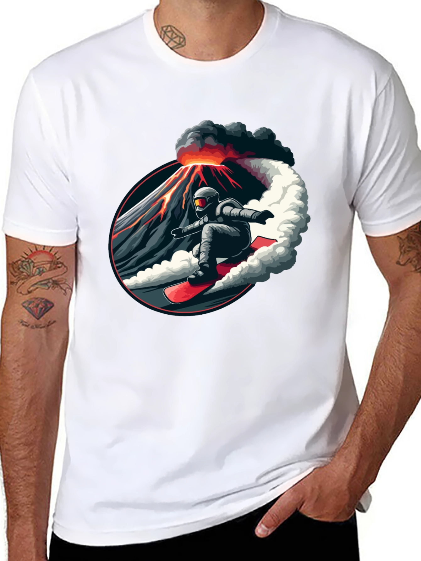 Volcano Snowboarder Black T-Shirt