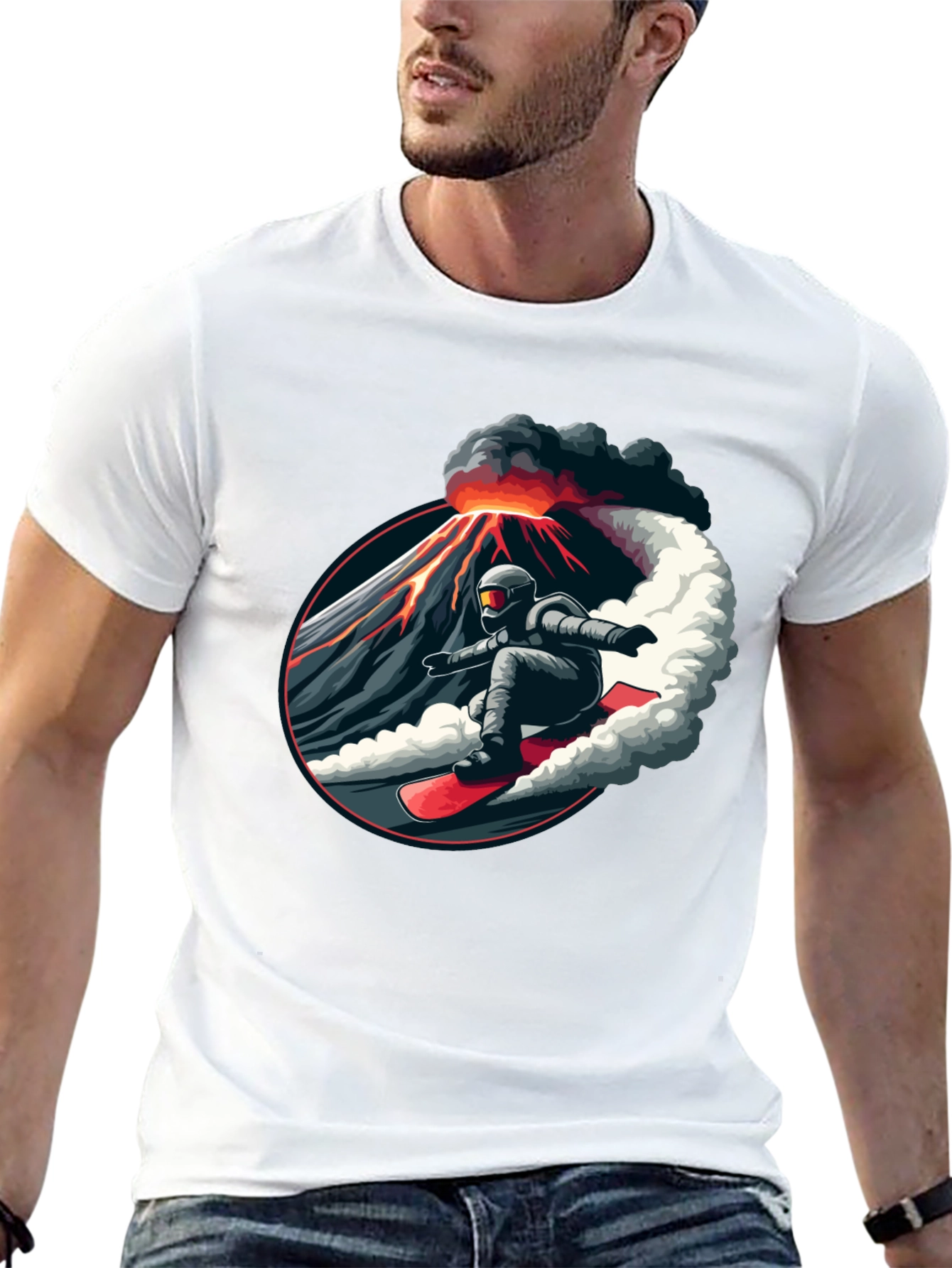 Volcano Snowboarder Black T-Shirt