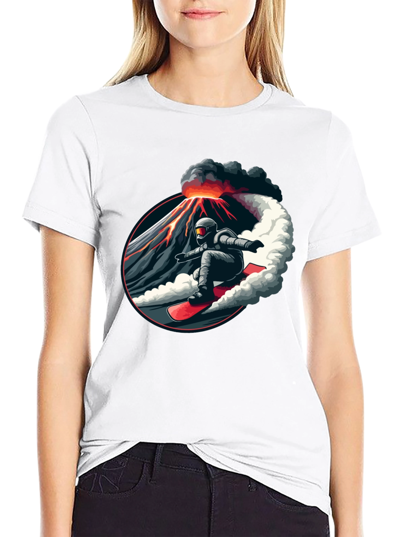 Volcano Snowboarder Black T-Shirt