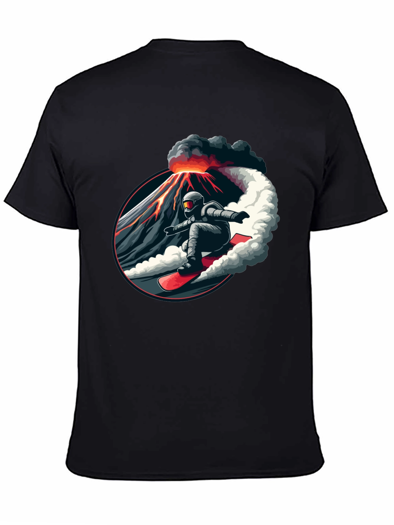 Volcano Snowboarder Black T-Shirt