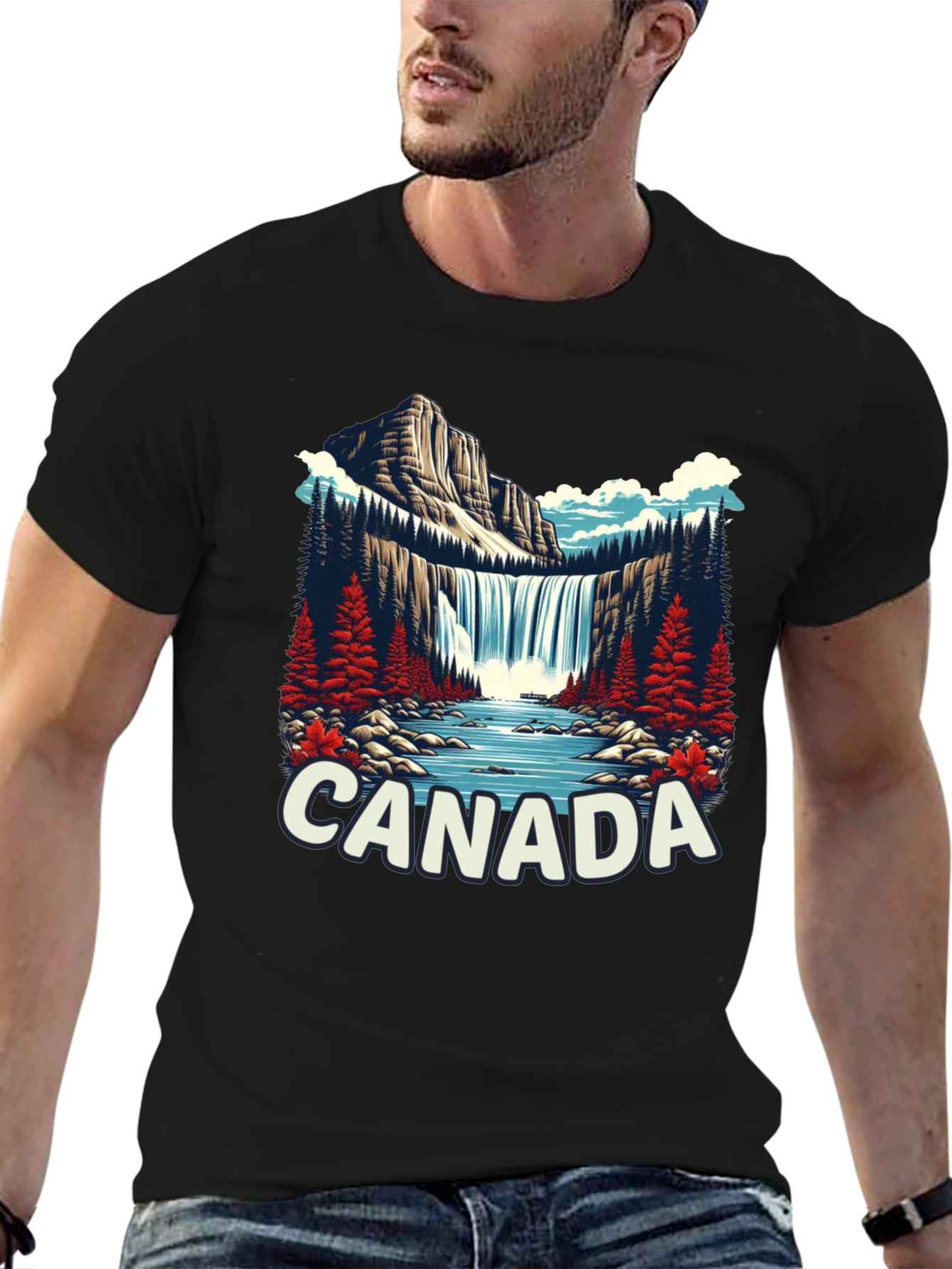 Canada Waterfall Graphic Tee - Nature Inspired T-Shirt