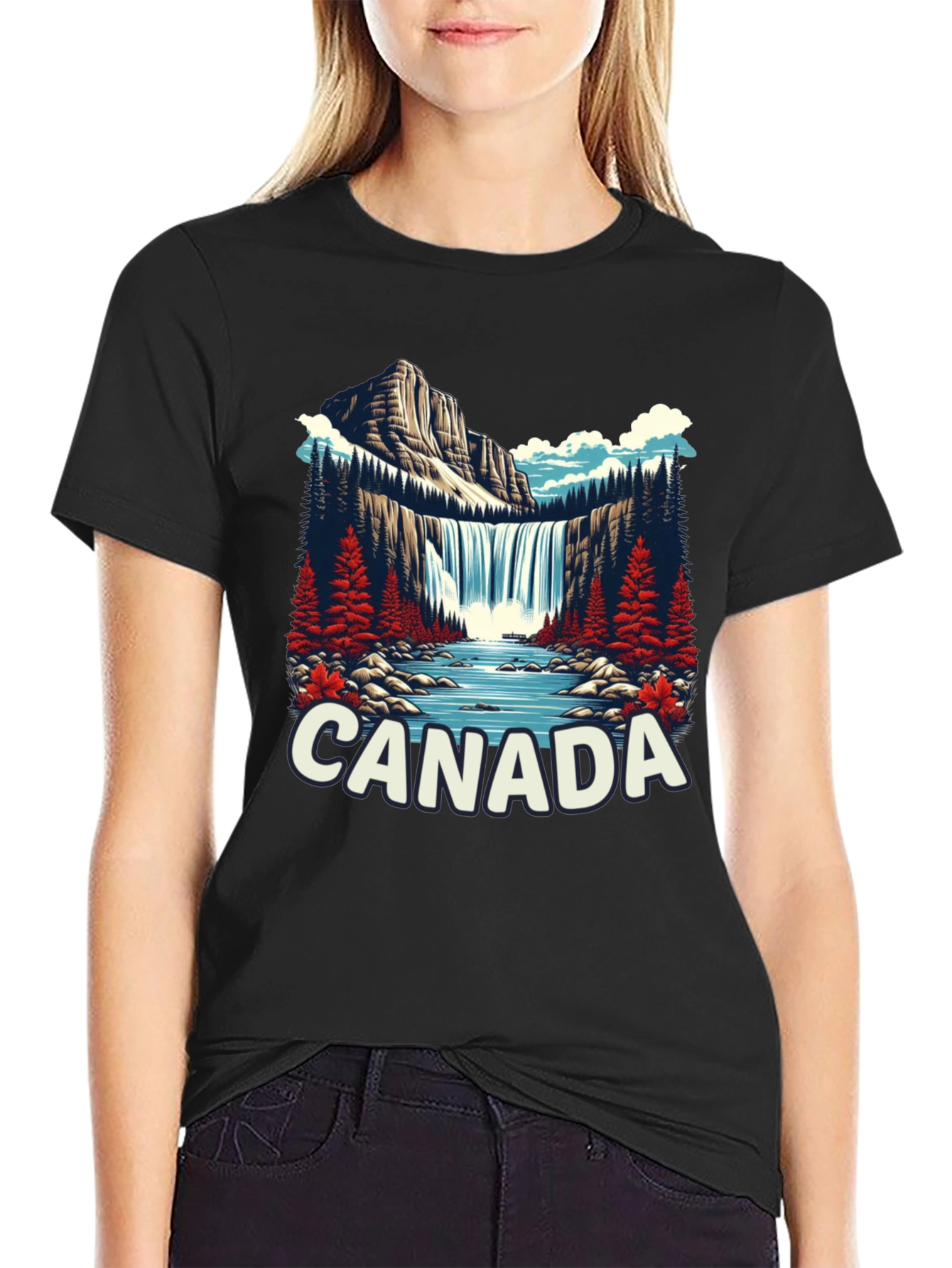 Canada Waterfall Graphic Tee - Nature Inspired T-Shirt