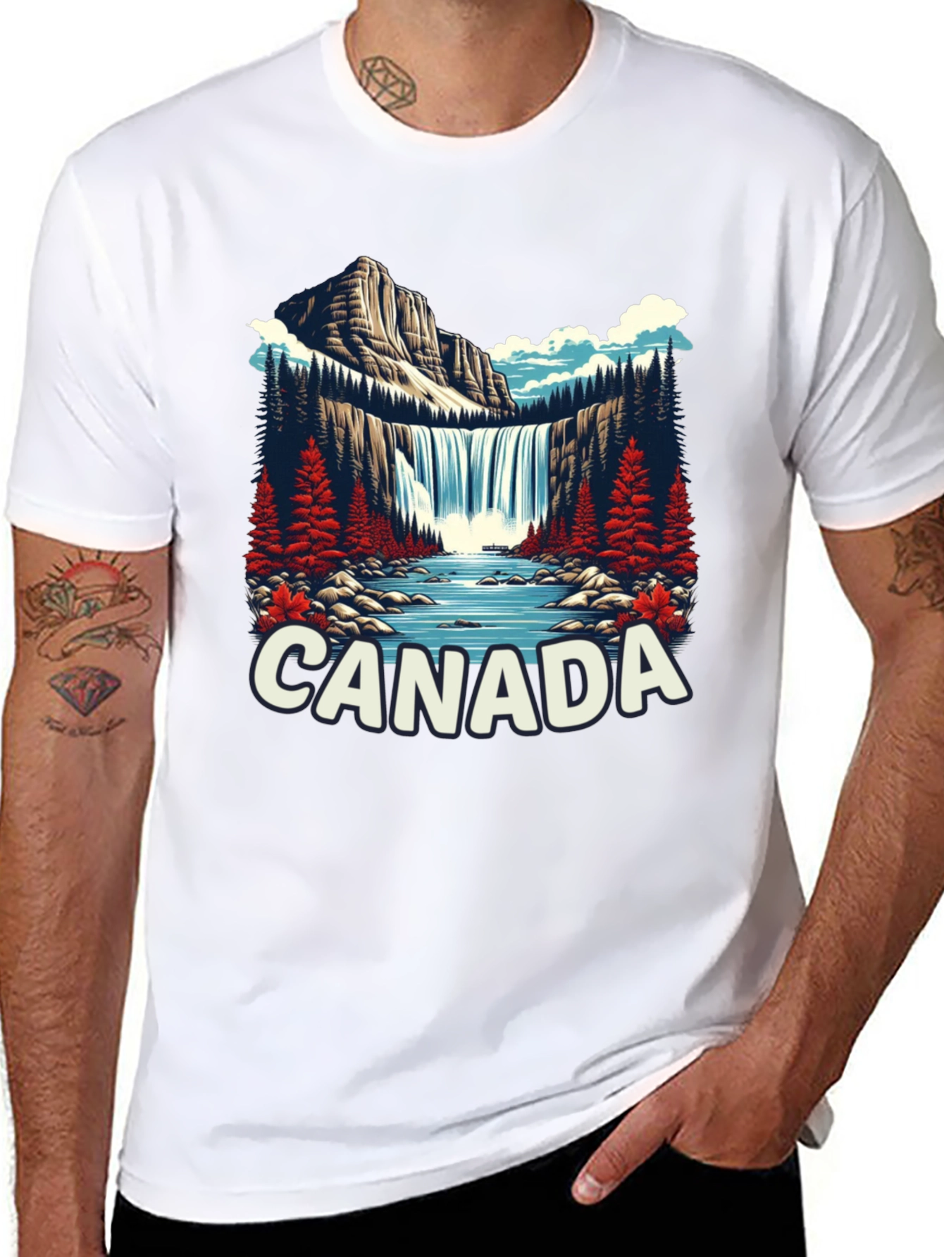Canada Waterfall Graphic Tee - Nature Inspired T-Shirt