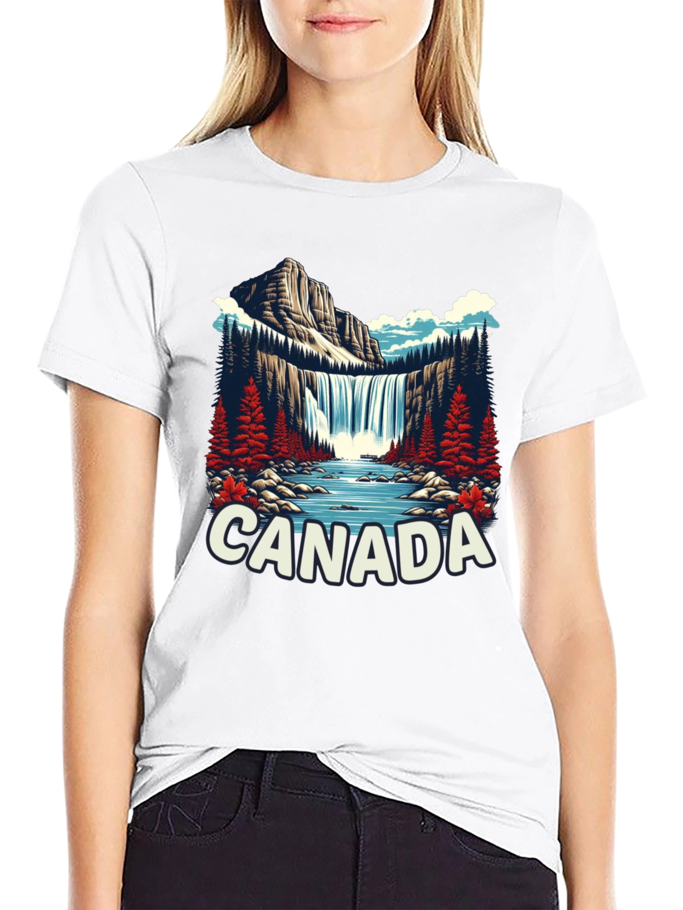 Canada Waterfall Graphic Tee - Nature Inspired T-Shirt