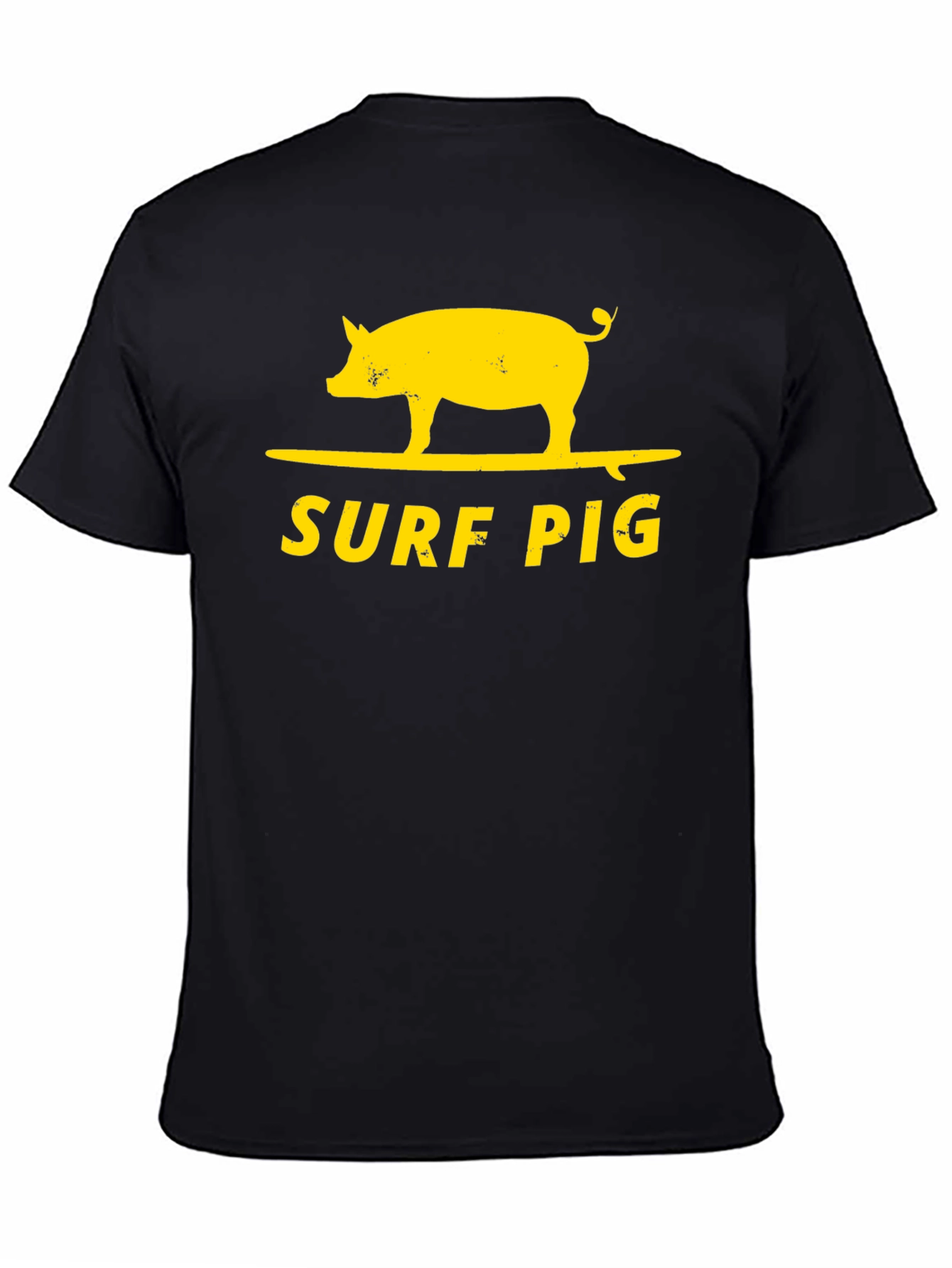 Surf Pig T-Shirt - Black Cotton Graphic Tee