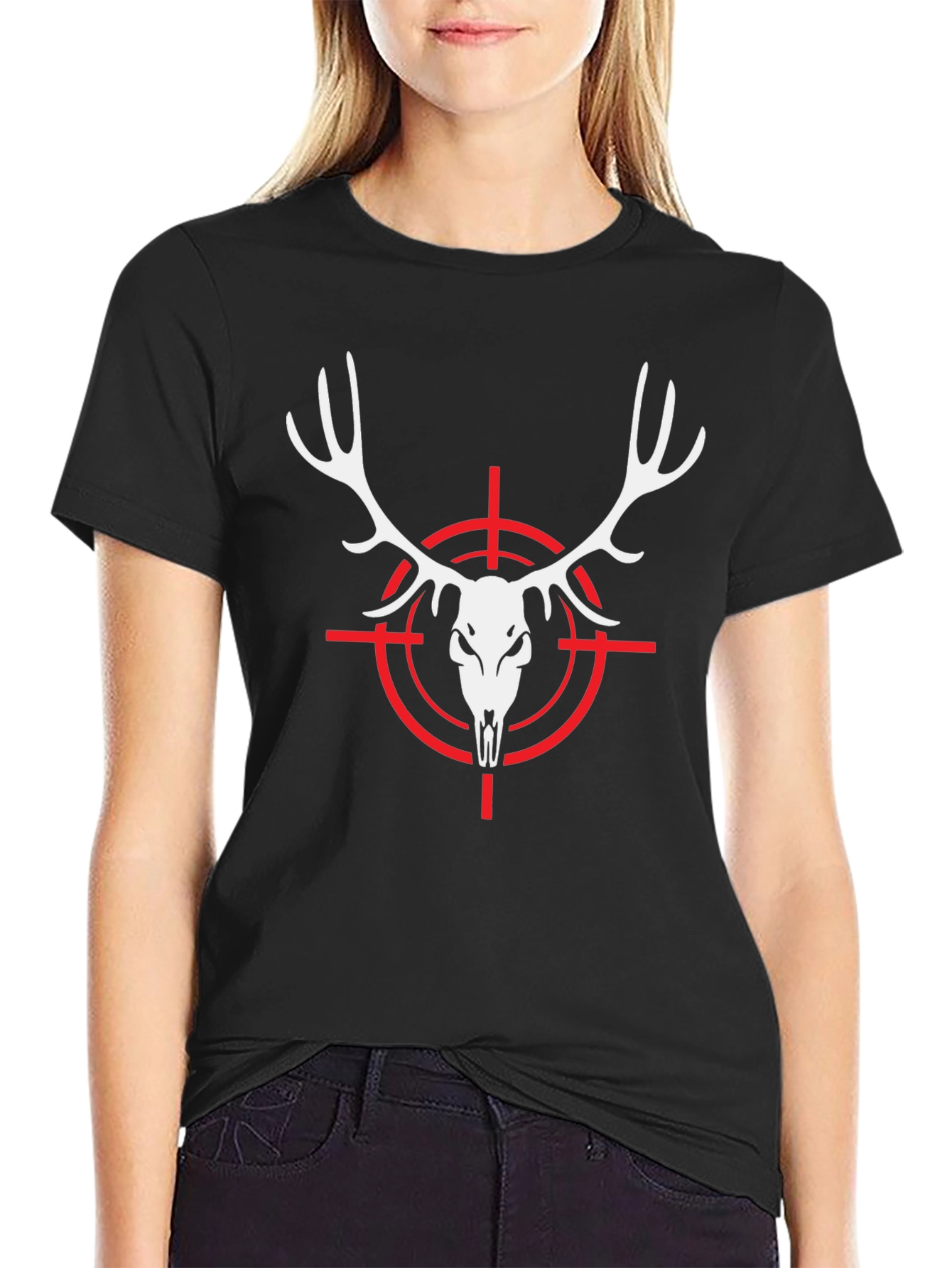 Deer Skull Target Black T-Shirt Hunting