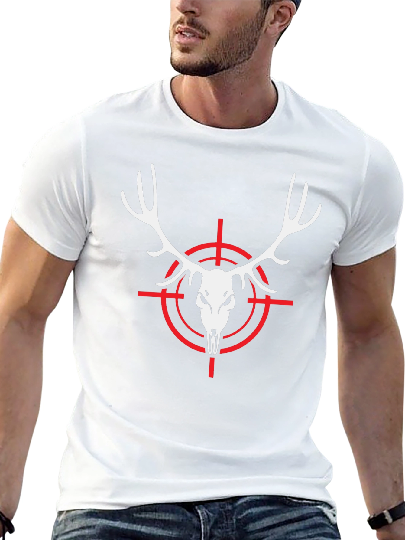 Deer Skull Target Black T-Shirt Hunting