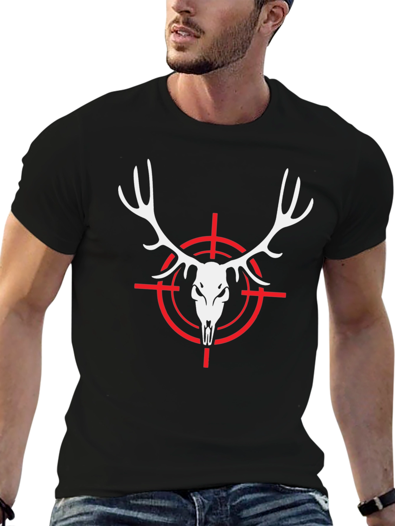 Deer Skull Target Black T-Shirt Hunting