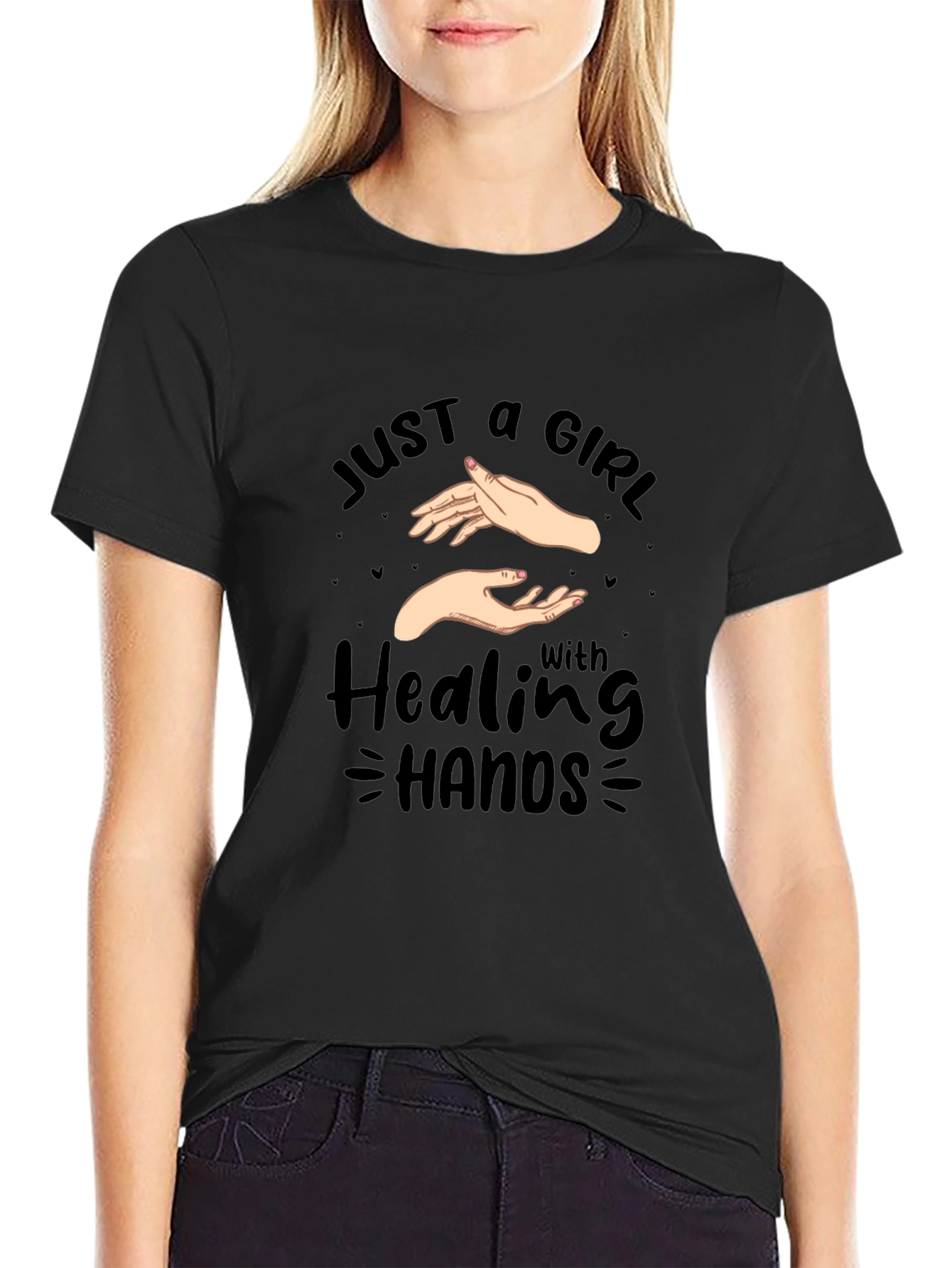 Healing Hands Graphic Tee - Black Cotton Shirt