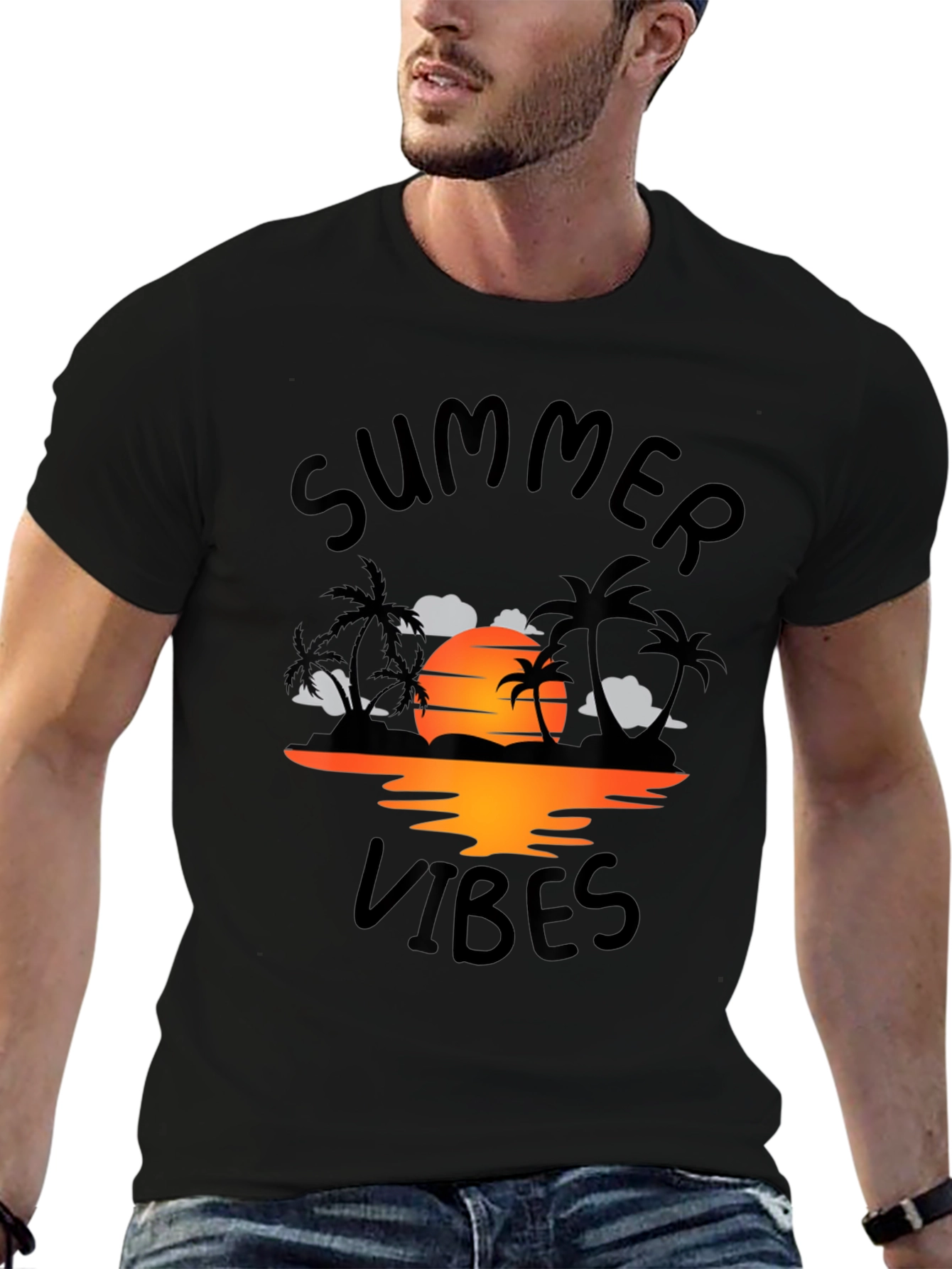 Summer Vibes Graphic Tee - Black T-Shirt