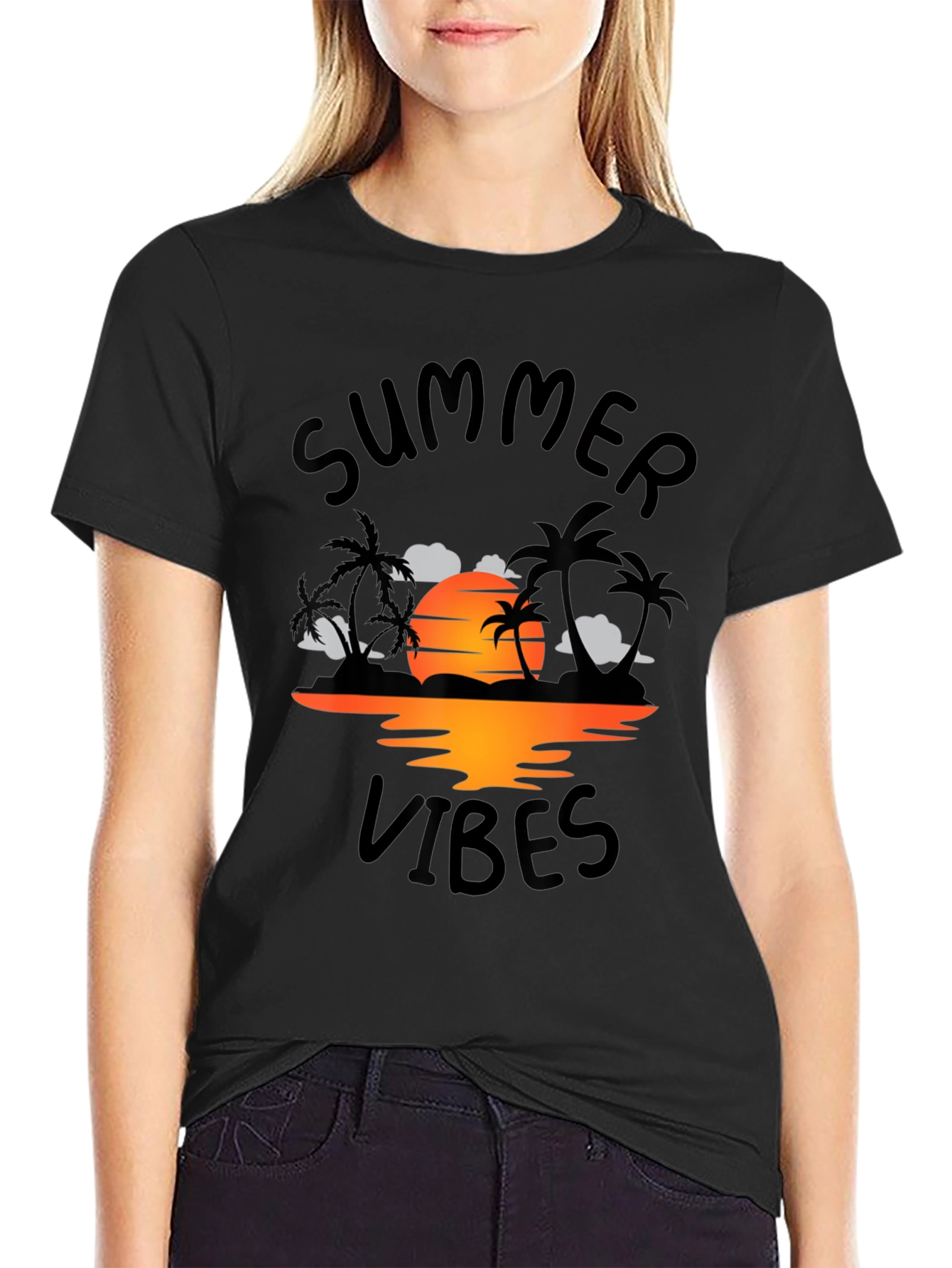 Summer Vibes Graphic Tee - Black T-Shirt