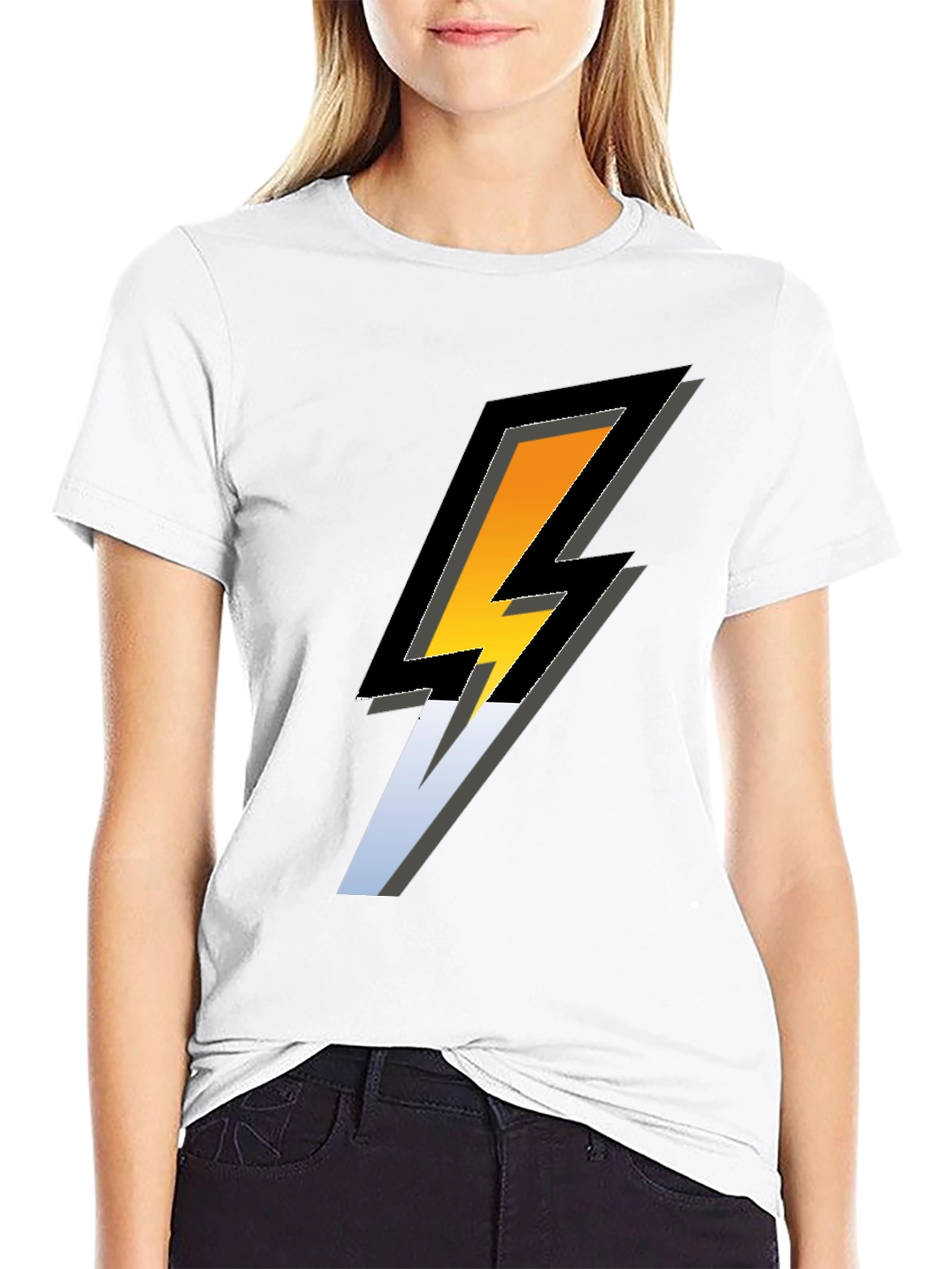 Bold Lightning Bolt Graphic Black T-Shirt