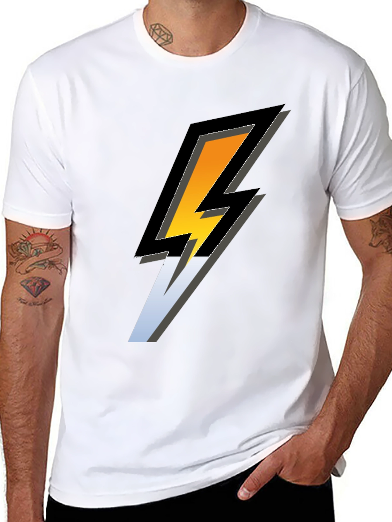 Bold Lightning Bolt Graphic Black T-Shirt