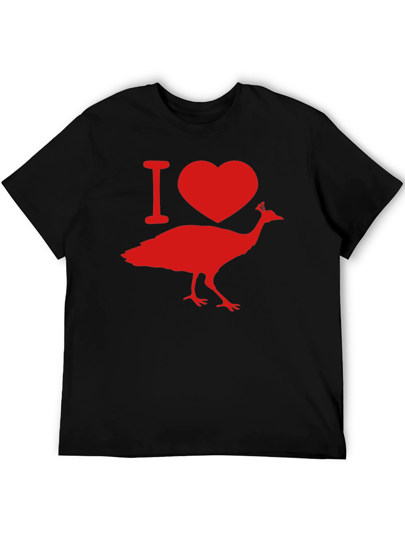 I Love Peacock Tee - Black Graphic T-Shirt