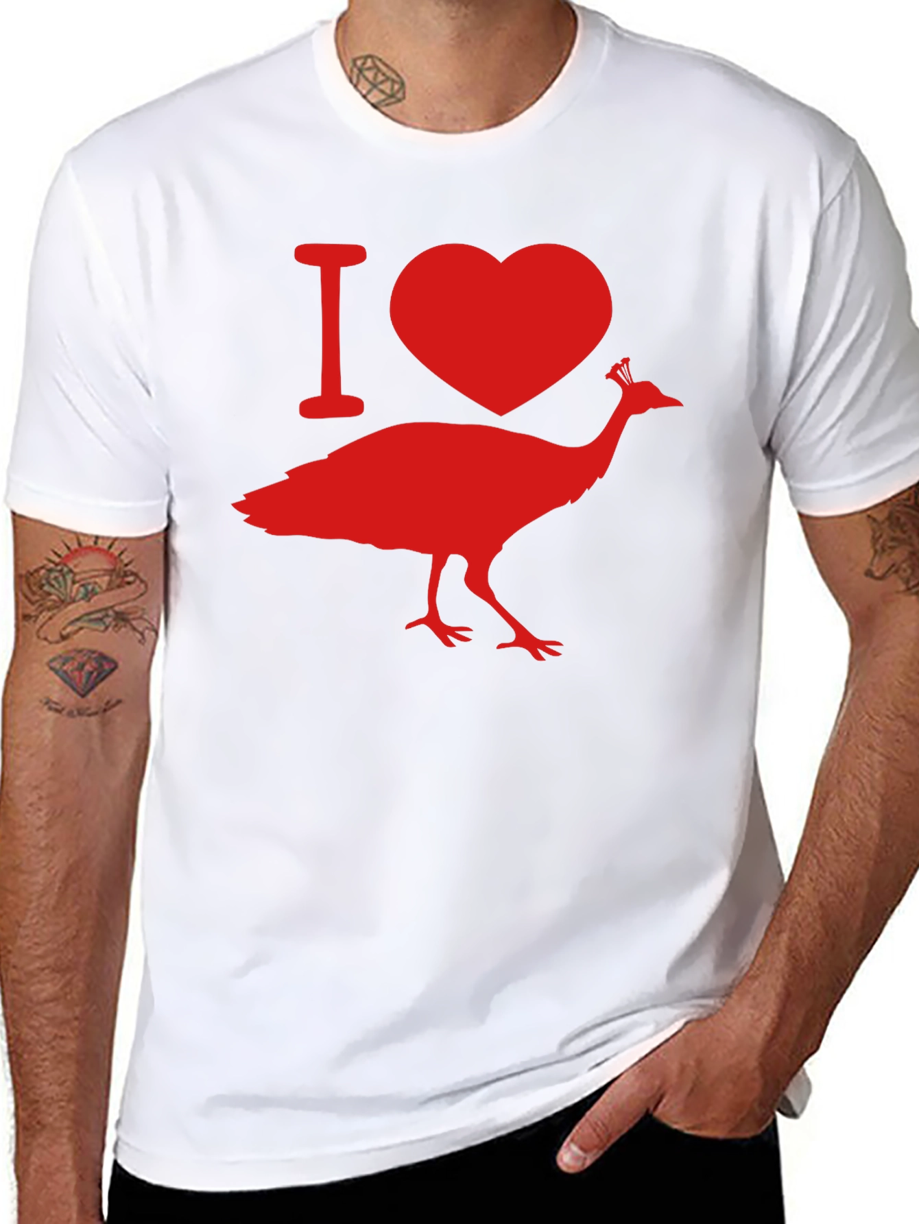 I Love Peacock Tee - Black Graphic T-Shirt