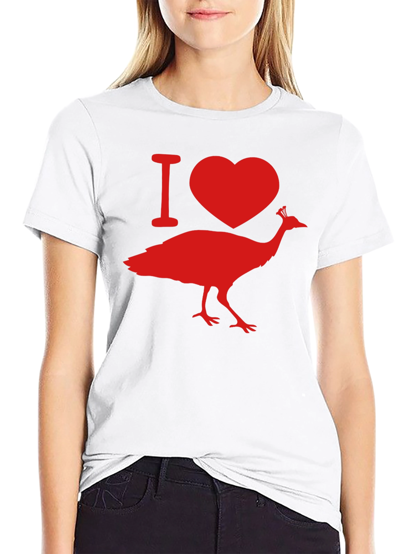 I Love Peacock Tee - Black Graphic T-Shirt
