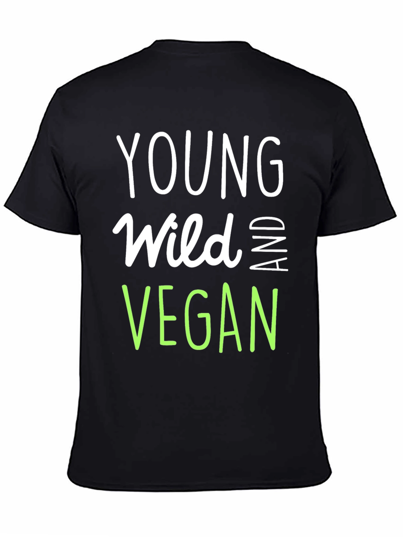 Young Wild and Vegan Black Graphic T-Shirt