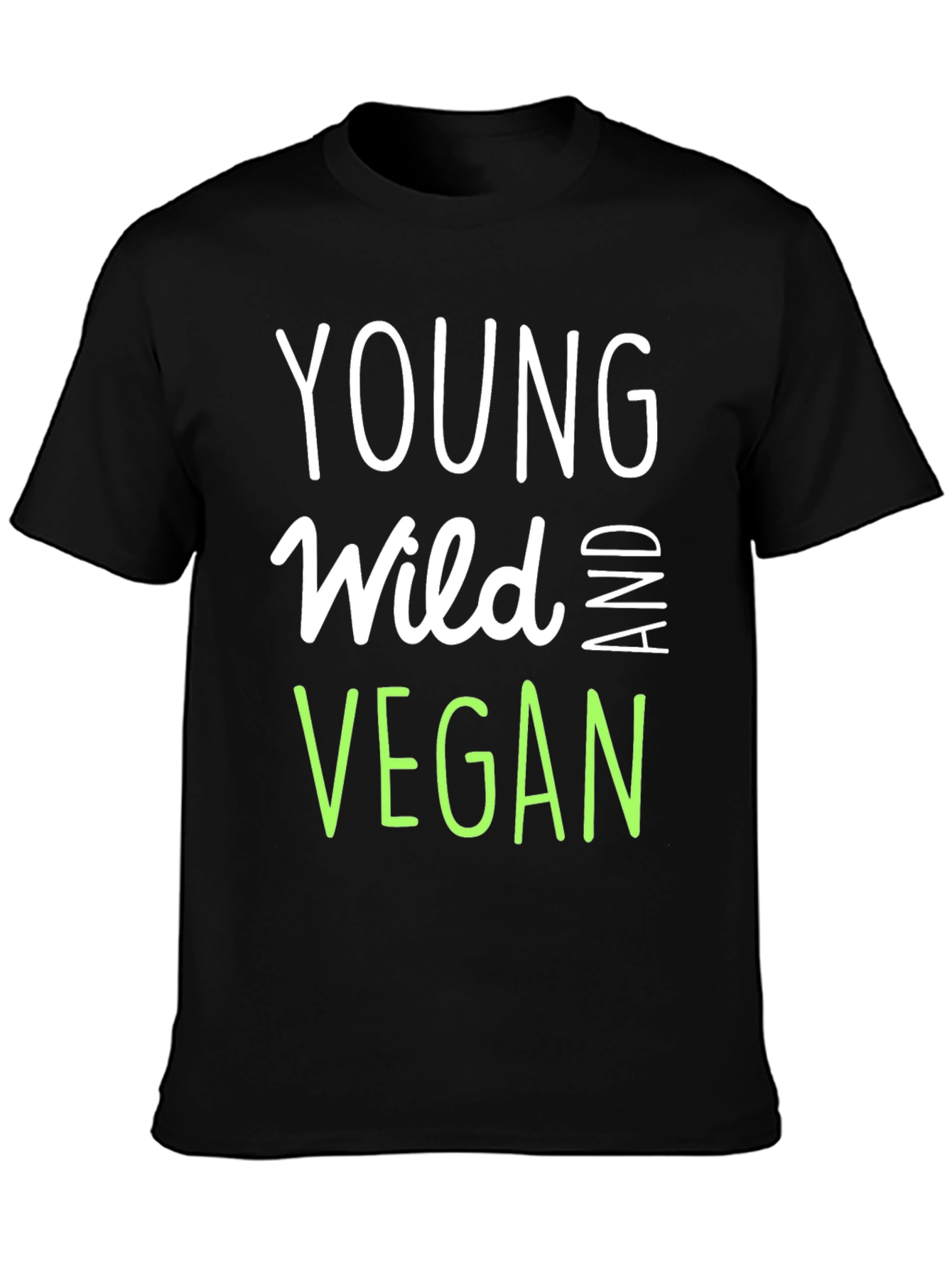 Young Wild and Vegan Black Graphic T-Shirt