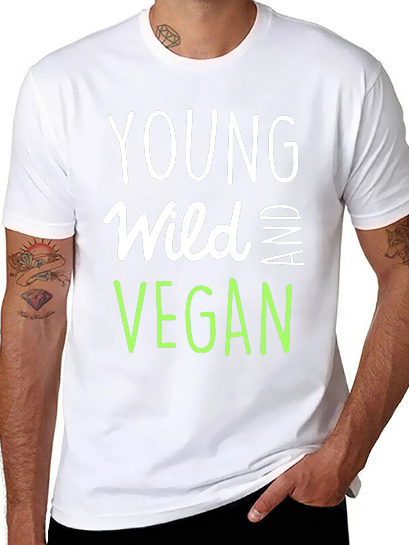 Young Wild and Vegan Black Graphic T-Shirt