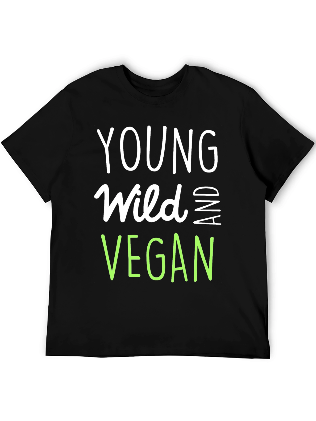 Young Wild and Vegan Black Graphic T-Shirt